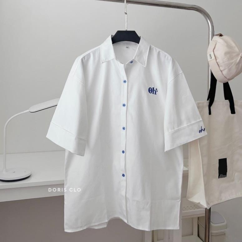 Áo Sơmi Tay Ngắn Nam Nữ Unisex Chữ Thêu OHNIL Oanhstore