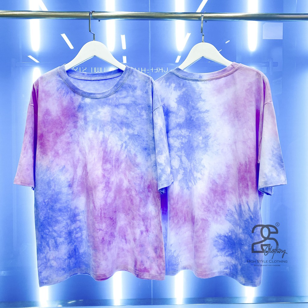 Áo Thun Ngắn Tay Unisex Tie Dye Hồng Form Oversize Vải Cotton Cao Cấp | BigBuy360 - bigbuy360.vn
