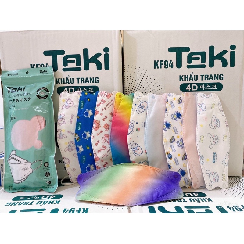 Khẩu trang KF94 Taki Hàn Quốc in hình ,Loang màu kháng khuẩn