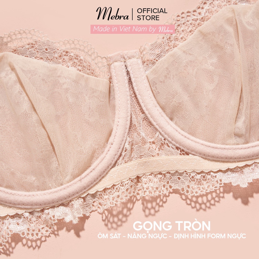 Set đồ lót ren hoa nude đậm áo có gọng quần tam giác đáy cotton co giãn cao cấp gợi cảm Mebra A035+Q045 | BigBuy360 - bigbuy360.vn