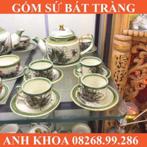 Ấm chén quai vuông Bát Tràng - Gốm sứ Bát Tràng Anh Khoa