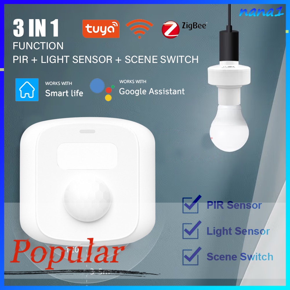 Tuya Wifi / Zigbee Cảm Biến Chuyển Động Cơ Thể Người Mini PIR Có Công Tắc Đèn Cảm Ứng Thông Minh Cho Gia Đình