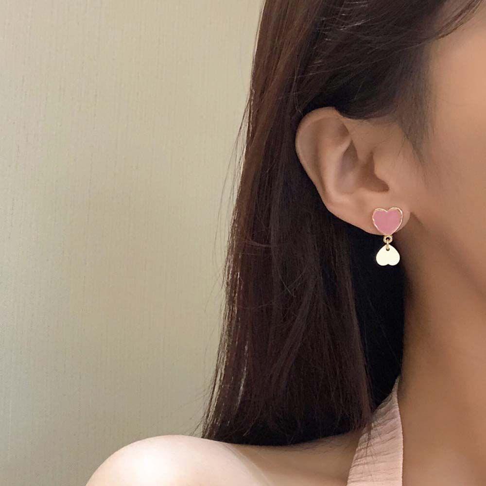 Bông Tai Hình Trái Tim Phong Cách Hàn Quốc Ngọt Ngào