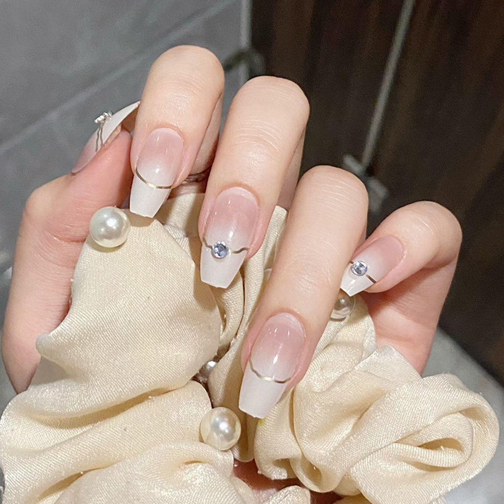 Bộ 24 Móng Tay Giả Che Phủ Toàn Diện Đầu Vuông Có Thể Tháo Rời