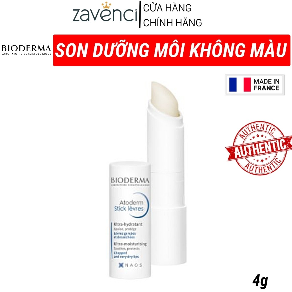 Son Dưỡng Không Màu BIODERMA Atoderm Levres Stick Hydratant NAO+ Làm Hồng Mềm Môi ( 4g )