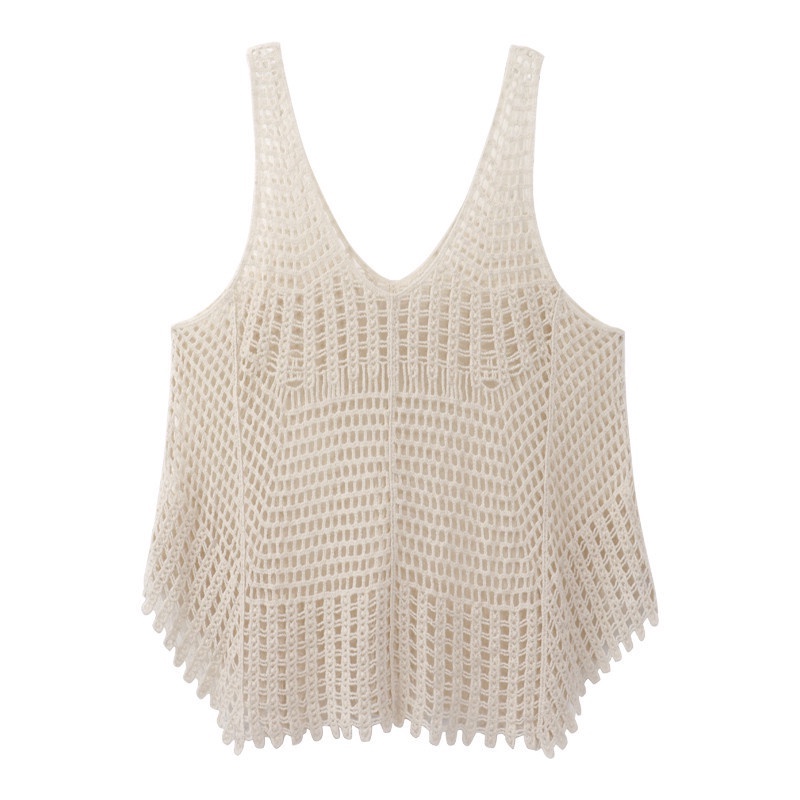 Áo Tank Top Dệt Kim Sát Nách Dáng Rộng Cổ Chữ V Thời Trang Mùa Hè Cho Nữ