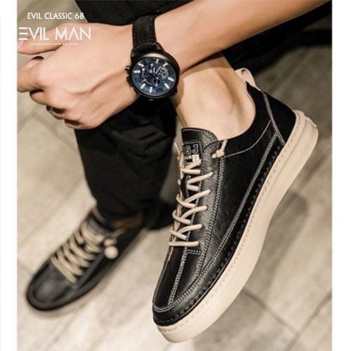 Giày Da Nam, Giày Sneaker Nam Đẹp EVIL CLASSIC 68 Cổ Thấp Phong Cách Cổ Điển [Full Box + Tặng Tất]