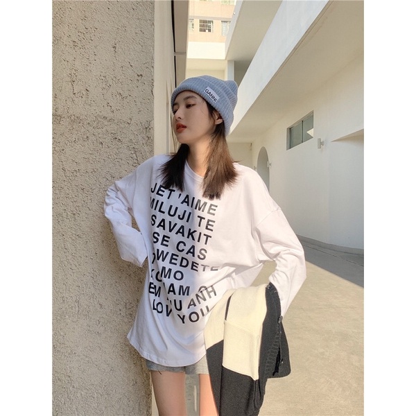 Áo thun tay dài chữ