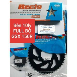 NHÔNG SÊN DĨA GSX R150 Sên RECTO 10LY VÀNG  45T 46T nhông 14T 15T CHÍNH HÃNG RECTO THAILAN