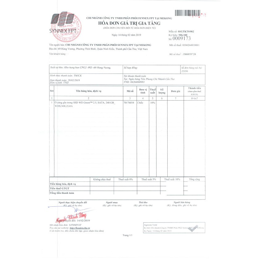 Ổ Cứng SSD WD 240GB Green FPT | BigBuy360 - bigbuy360.vn