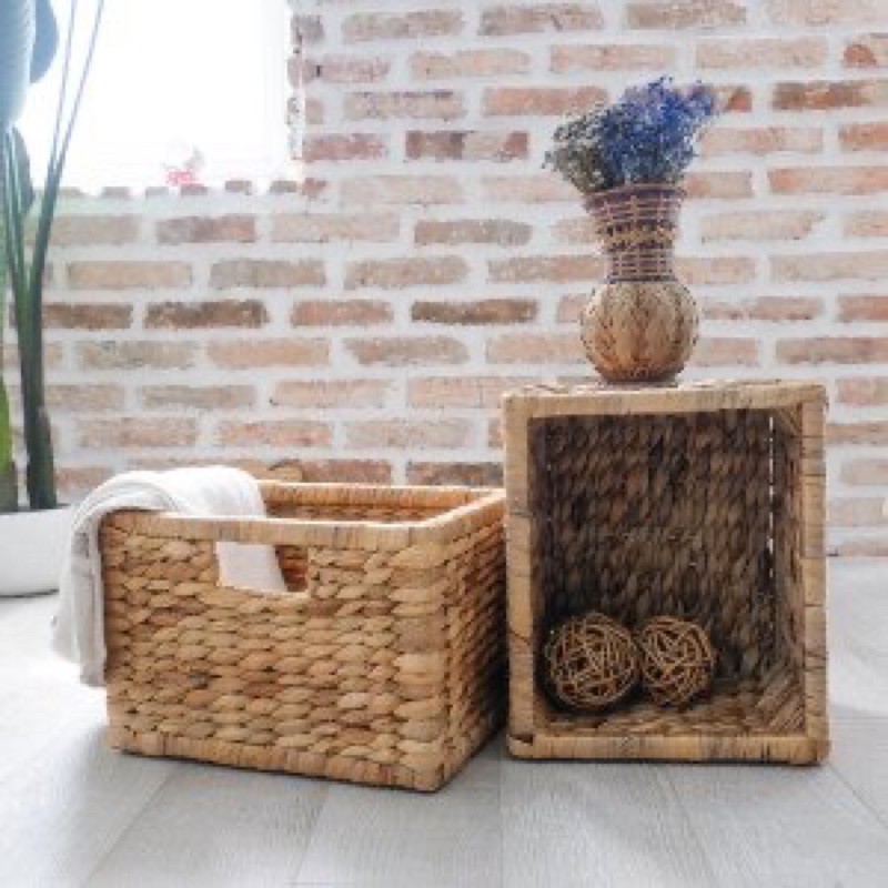 Sọt lục bình đựng quần áo khung gỗ 30x25xH20 | BigBuy360 - bigbuy360.vn
