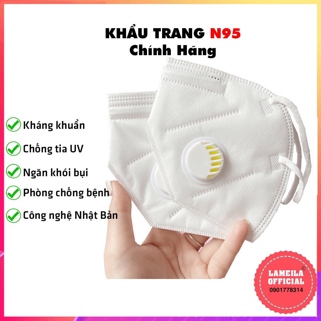 Khẩu trang N95 có van kháng khuẩn chống bụi mịn chính hãng công nghệ Nhật Bản P0341