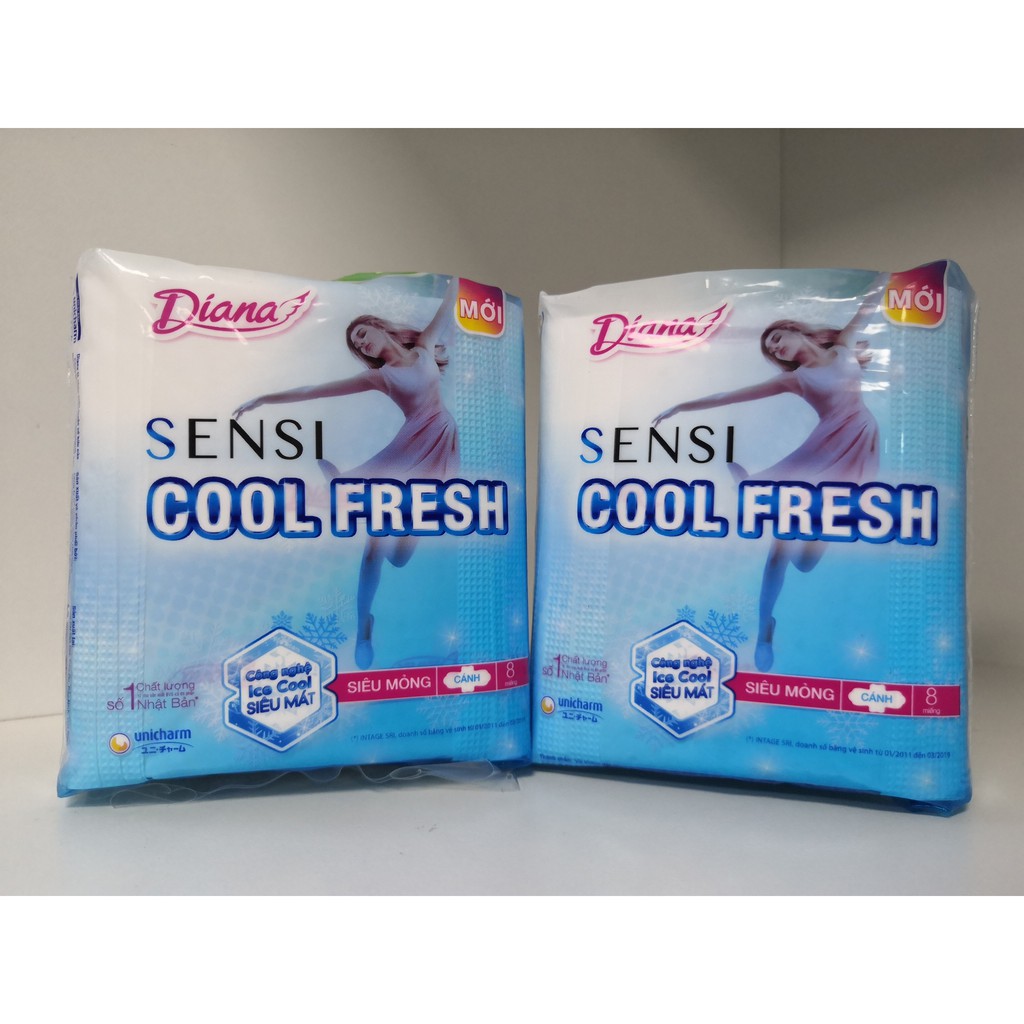 Băng vệ sinh Diana Có Cánh Sensi Cool Fresh Mỏng 8 Miếng