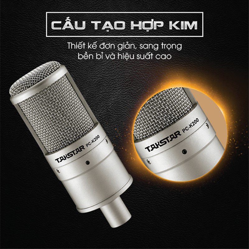 Micro thu âm Takstar PC-K200 livestream, thu âm, bảo hành 12【Chính hãng】(AT100-BM 900-AQ220-S8-V8-V9-V10)