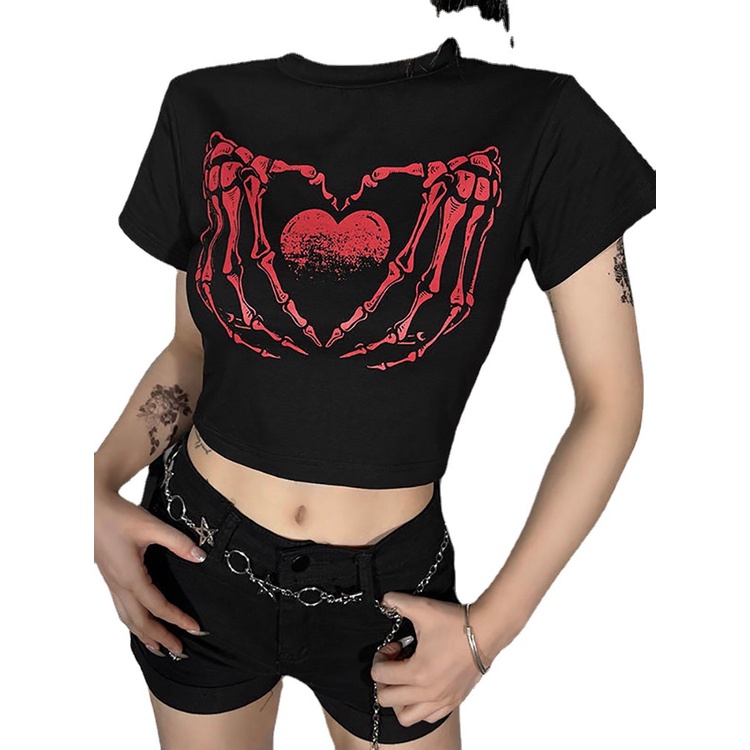 Áo thun croptop MMIOT Y2K tay ngắn in họa tiết móng vuốt thời trang mùa hè 2023