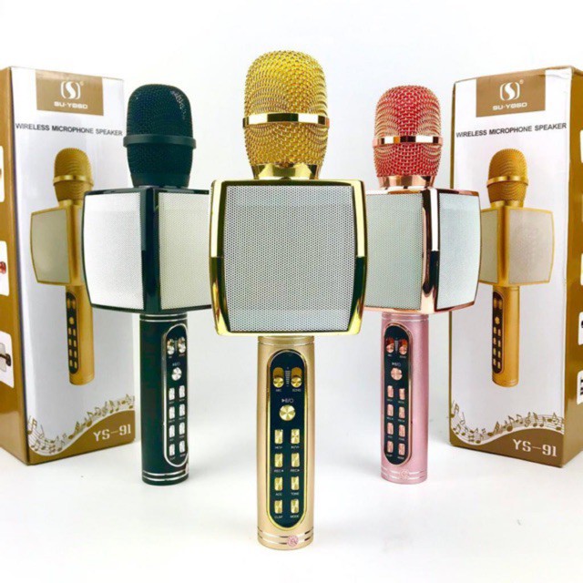 Micro karaoke bluetooth YS-91, mic cầm tay kèm loa không dây hỗ trợ kết nối thẻ nhớ, usb