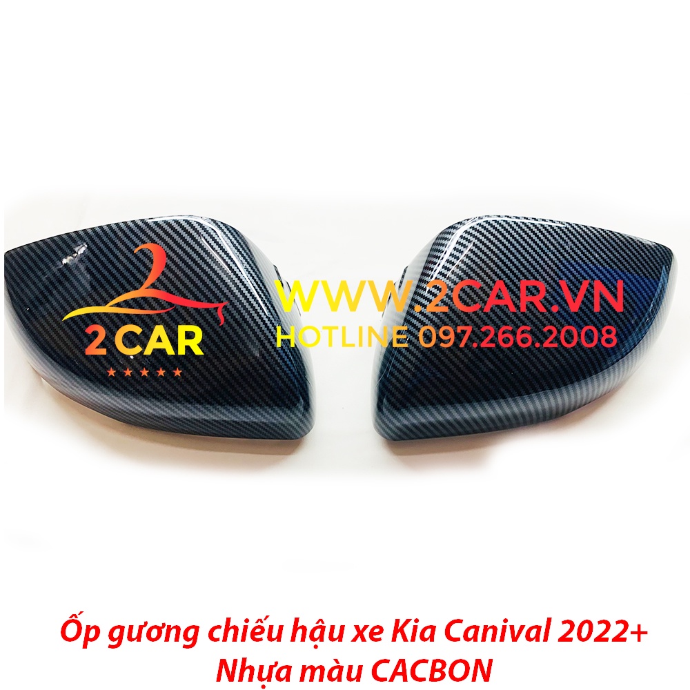 Ốp gương chiếu hậu carbon xe Kia Carnival 2021- 2022-2023-2024 nhựa ABS vân Cacbon cao cấp, giá 1 đôi