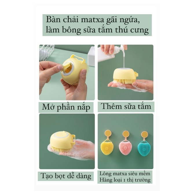 Bàn Chải Silicon Tắm Massage Cho Chó Mèo Bằng Nhựa