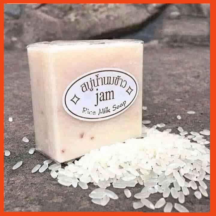 Xà phòng cám gạo sữa tươi Thái Lan lốc 12 bánh xà phòng trắng da Thái Lan JAM RICE MILK SOAP nhập khẩu chính hãng