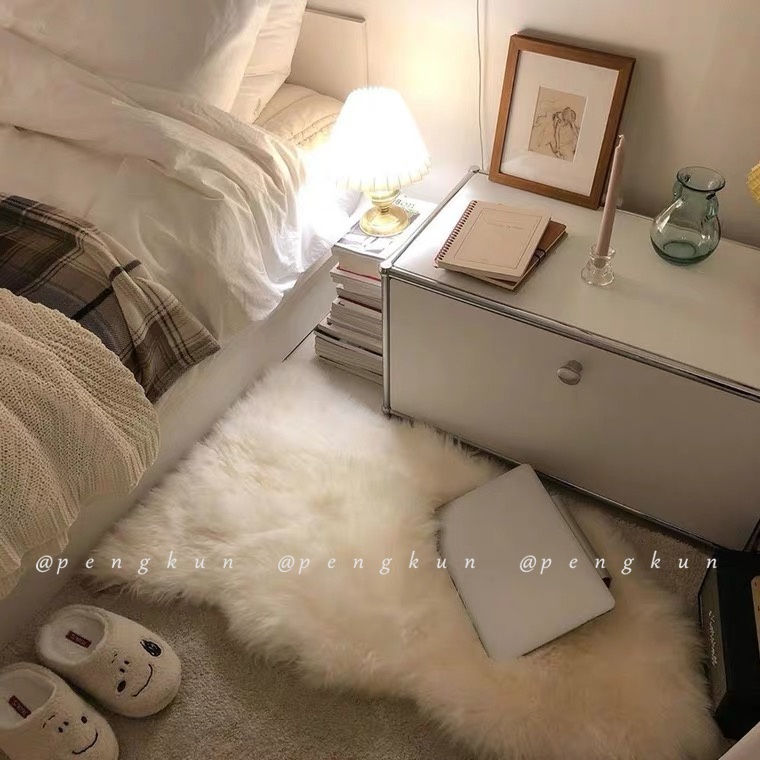 Thảm lông lót sàn màu trắng 60*90cm Bất thường dài sang trọng thảm sàn mat int chụp đạo cụ trắng giả len