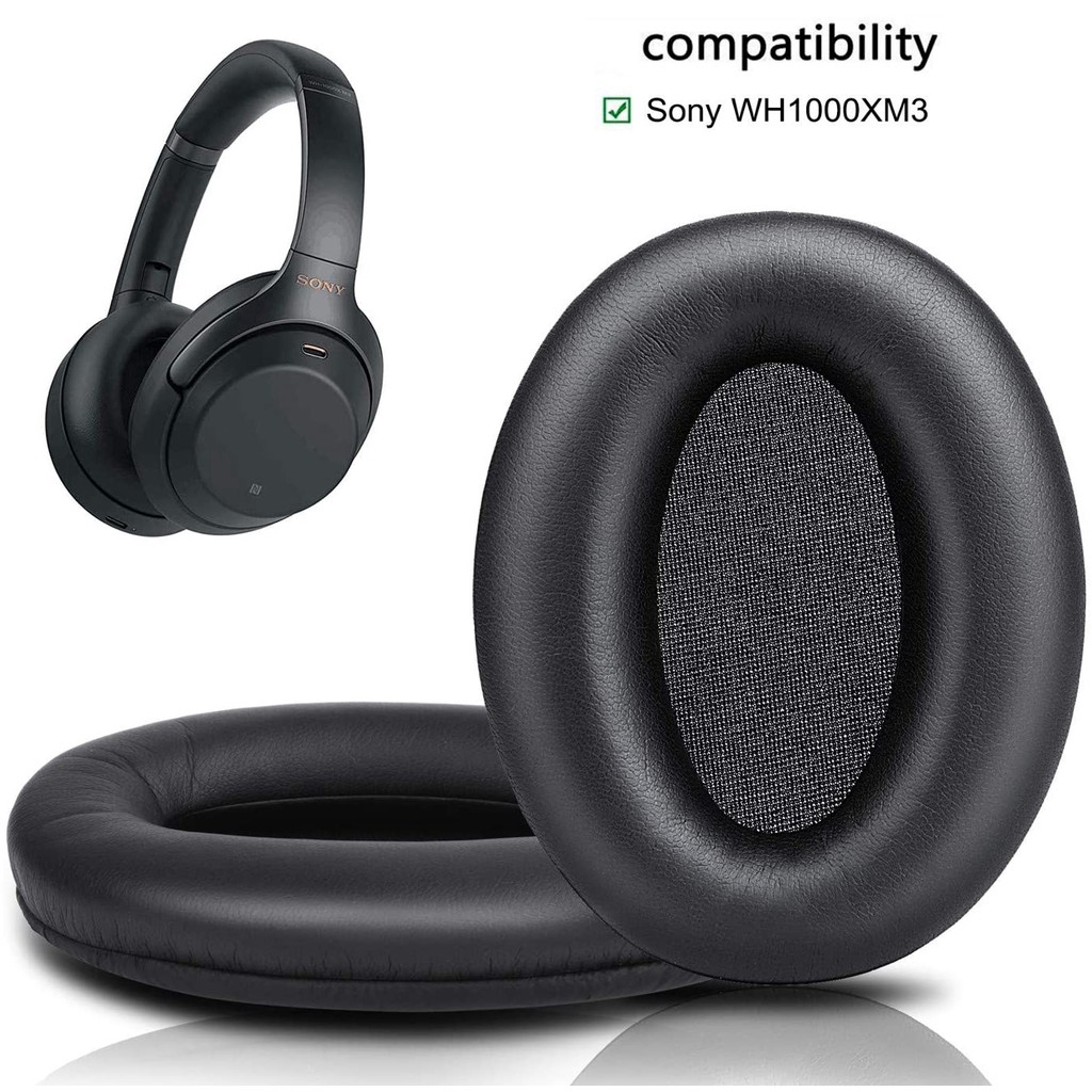 For Sony WH1000XM3 Ear Pads Cushions Replacement - Earpads Compatible Over-Ear Headphones Soft Protein Leather/Noise Isolation Memory Foam(Plastic Ring/Tuning Cotton)