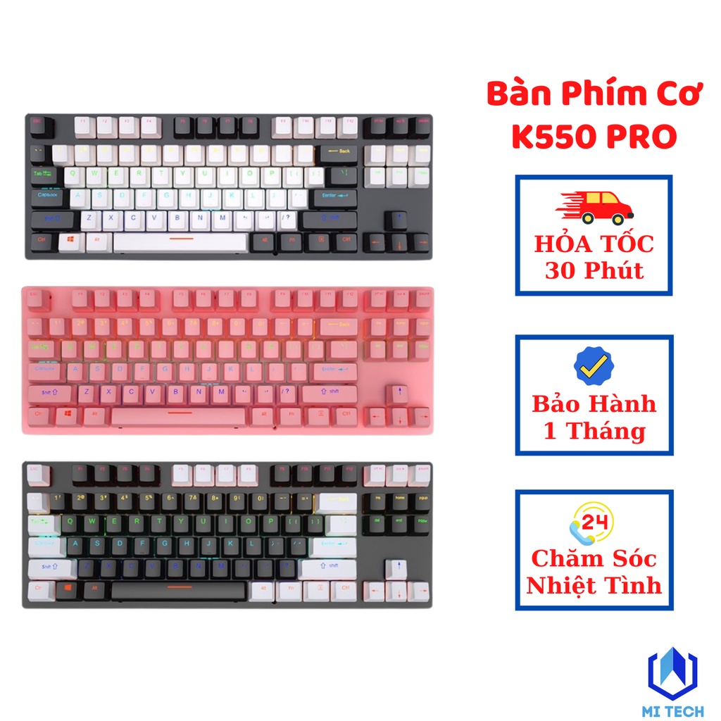 💖DEAL SỐC💖 Bàn Phím Cơ K550 Pro / Bàn Phím Cơ 65% K620 - 87 Phím Nhiều Chế Độ Màu , Chiến Game Siêu Đỉnh