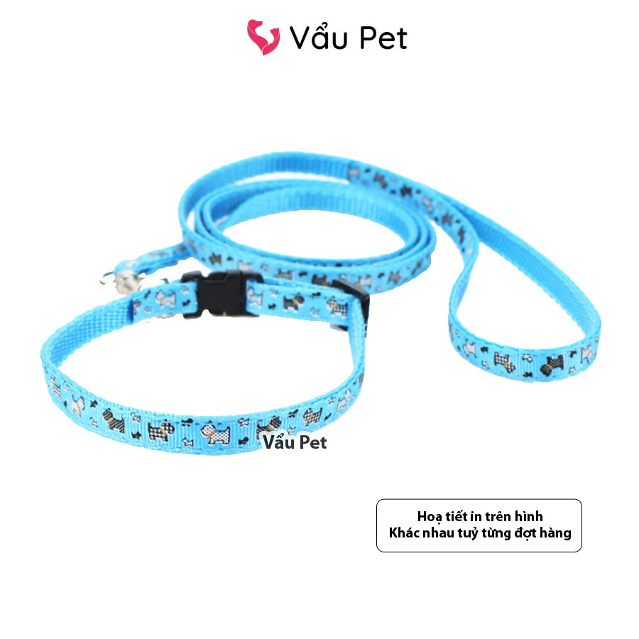 Xích chó mèo 2 lớp kèm vòng cổ có chuông - Dây xích chó mèo đi dạo Vẩu Pet Shop