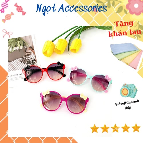 Kính Râm Mát Cho Bé Gái Trẻ Em Nữ Họa Tiết Nơ Thời Trang Đáng Yêu Ngọt Accessories Chống Tia UV Bảo Vệ Mắt