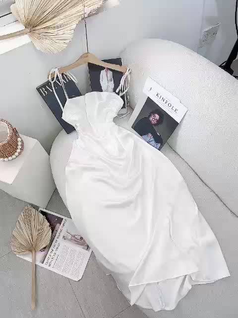 ĐẦM MIDI TRẮNG KHOÉT RÚT EO 2 DÂY MS241 | BigBuy360 - bigbuy360.vn