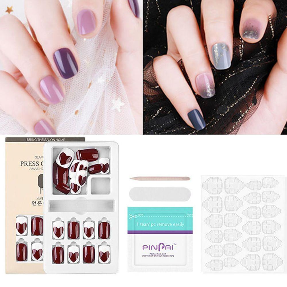 Bộ 24 Móng Tay Giả Đính Kim Sa Lấp Lánh Xinh Xắn
