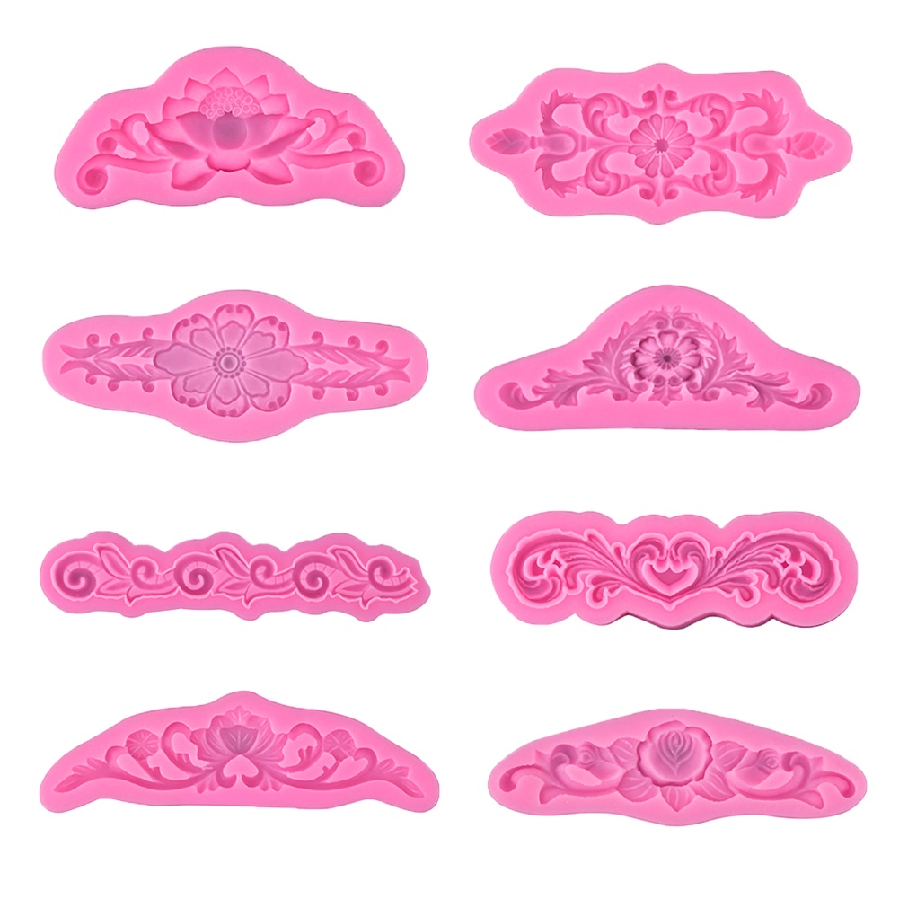 Khuôn Silicone Làm Bánh Tạo Hình Ren Hoa Phong Cách Baroque Cổ Điển Tiện Dụng