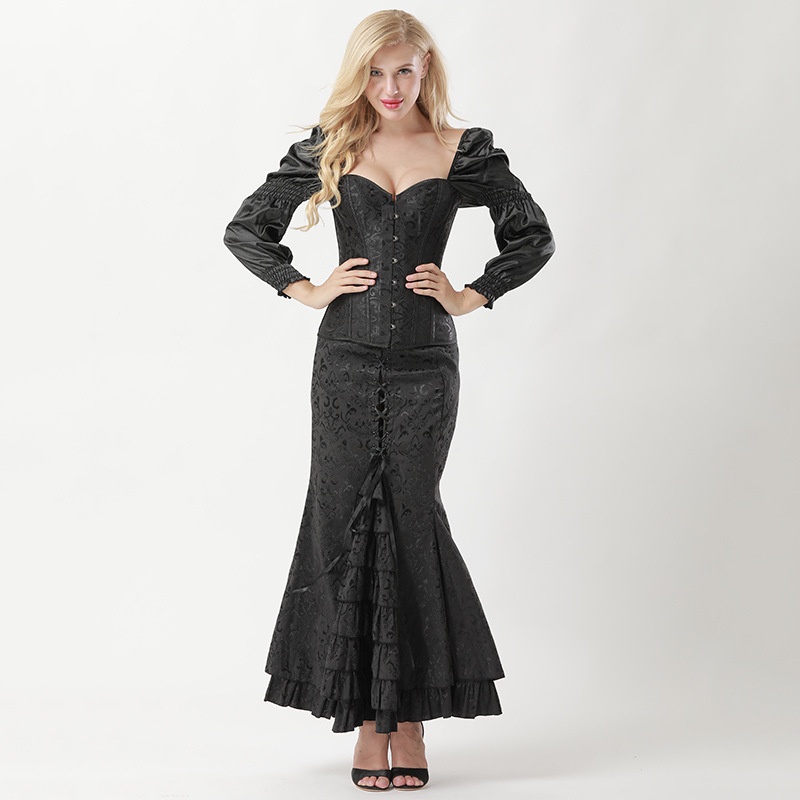 Áo Nịt Ngực Corset Tay Dài Định Hình Xương Cung Điện Quyến Rũ Cho Cô Dâu Trong Ngày Cưới