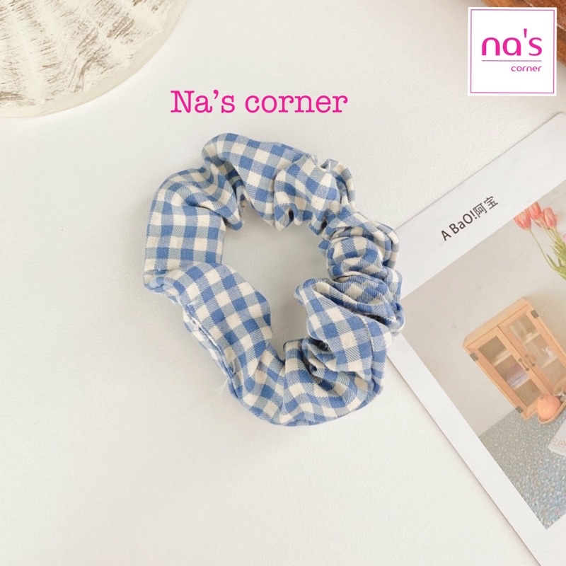 Thun cột tóc vải caro size nhỏ chun buộc tóc