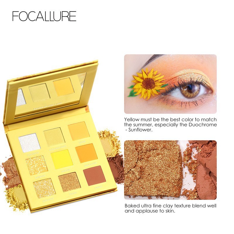 Bảng phấn mắt FOCALLURE 9 màu tông ánh mặt trời chống nước lâu trôi | BigBuy360 - bigbuy360.vn