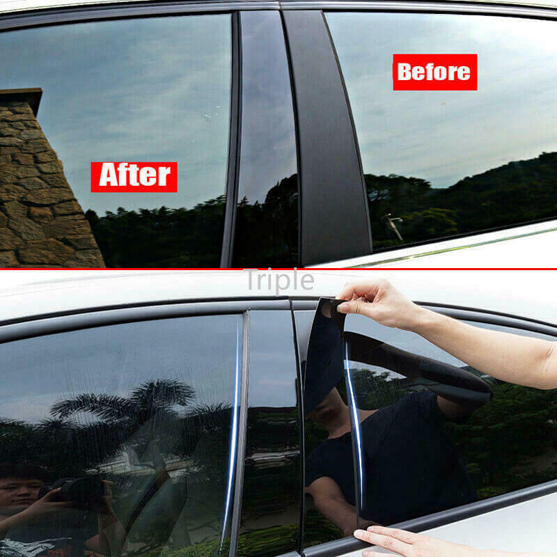 6Pcs Glossy Piano Black Car Door Window Center Colomn B C Pillar Post Cover Trim Sticker Decor Decal For Ford Focus Sedan 2005-2011 Car Styling External Decoration Films Auto Accessories