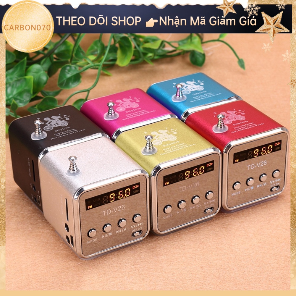 🌟Hàng Sẵn Loa Bluetooth RADIO FM mini Âm thanh rõ ràng 4 nút Không dây【Carbon070】