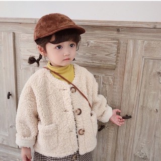áo khoác lông cừu đóng cúc cho bé 1-6 tuổi