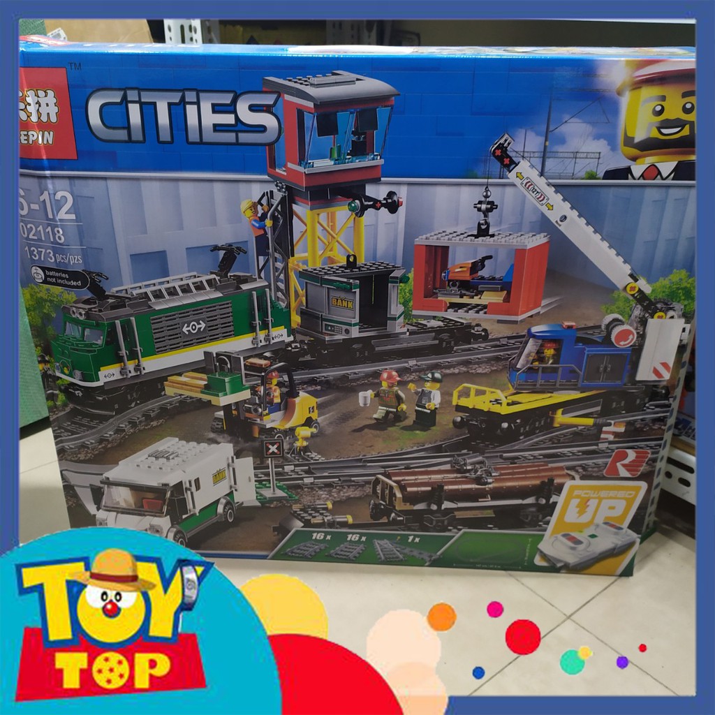 Đồ chơi lắp ráp ghép City Lepin - Trạm tàu hỏa chở hàng (Có điều khiển) xếp hình Lepin 02118