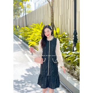 Váy dạ cao cấp tay voan tơ đuôi cá ánh nhũ