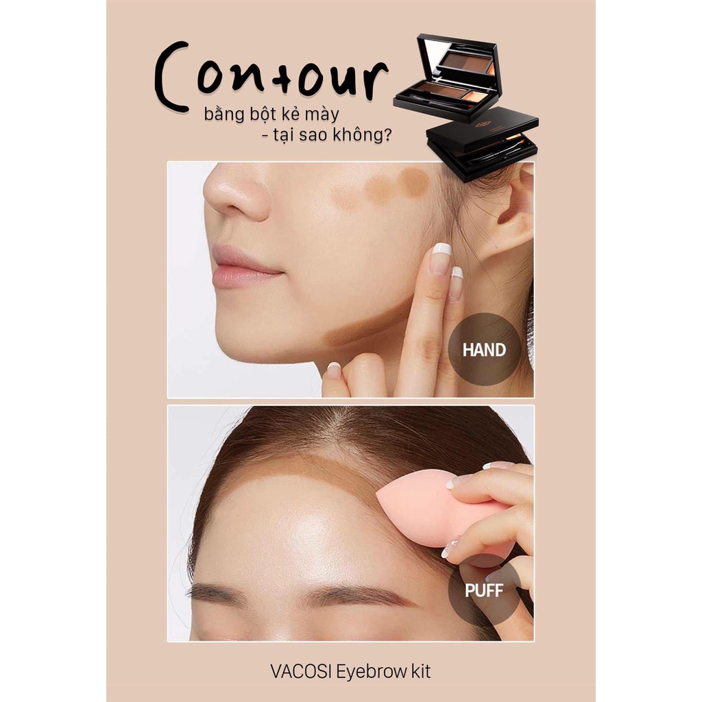 BỘ KIT VẼ MÀY: Bột Mày + Kem Che Khuyết Điểm -  VACOSI EYEBROW KIT POWDER + CONCEALER | BigBuy360 - bigbuy360.vn