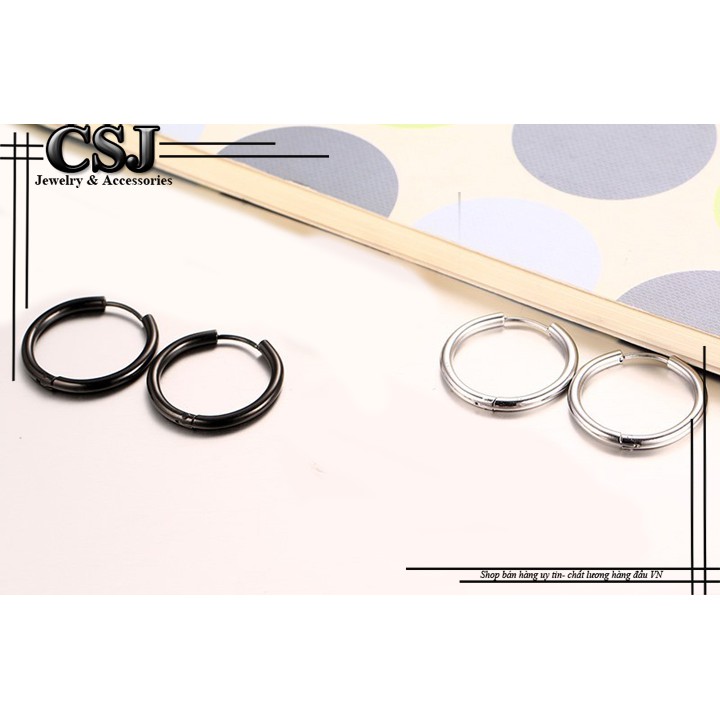 BÔNG TAI INOX NAM KHOEN TRÒN KIỂU SƠN TÙNG  BT161