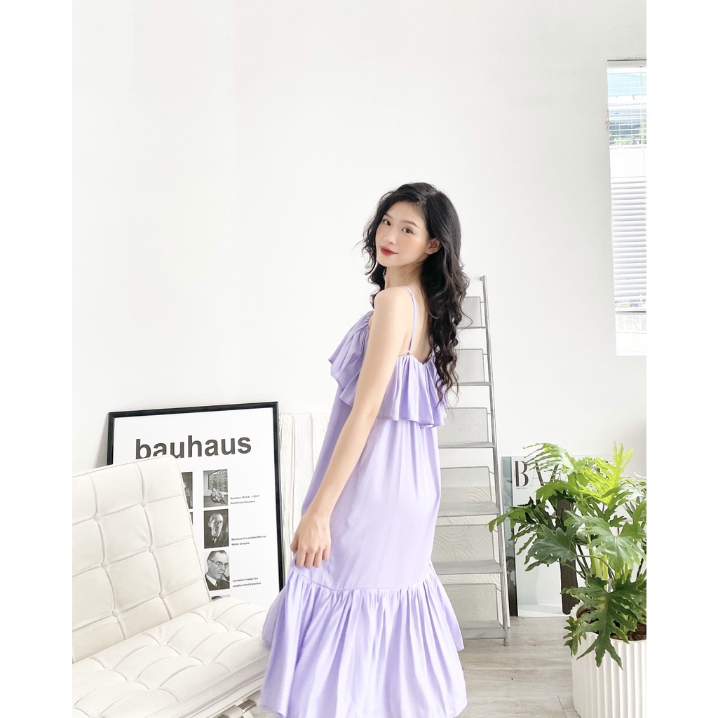 YU CHERRY | Đầm lụa dài hai dây, tà bèo phù hợp đi biển, Flying Cami Dress YD152