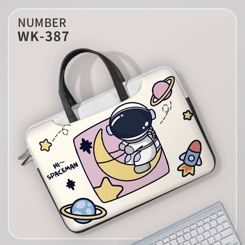 Túi máy tính xách tay Phim hoạt hình Tay cầm màu đen 13 14 15 16 17 inch Túi chống sốc Túi tiện lợi Túi xách