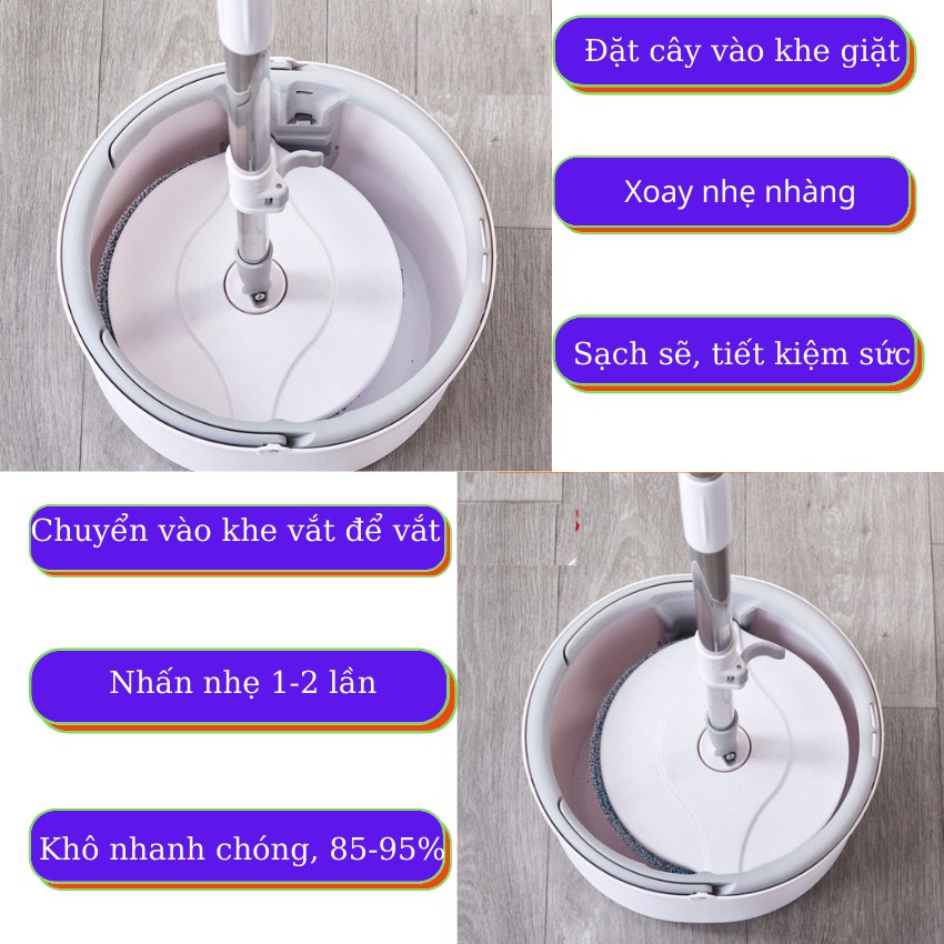 Cây Lau Nhà Thông Minh Xoay 360 độ  K8 - Bộ Lau Nhà Thông Minh Tự Vắt thiết kế giặt và vắt trong 1 ngăn - Darling Home