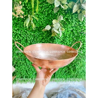 Chảo đồng đỏ 40 cm cao 11 cm nặng 1.3 kg liệu bằng đồng nguyên