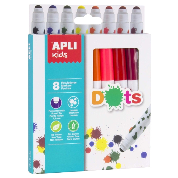 Vỉ 8 Màu Bút Lông Dots APLI - 16805