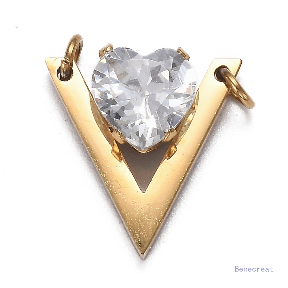 1 Vòng Nhảy Bằng Thép Không Gỉ 304 Đính Đá Zirconia Và Vòng Chữ V/Vàng 13.5x13x5mm 3.4x0.5mm Lỗ: 1.2mm