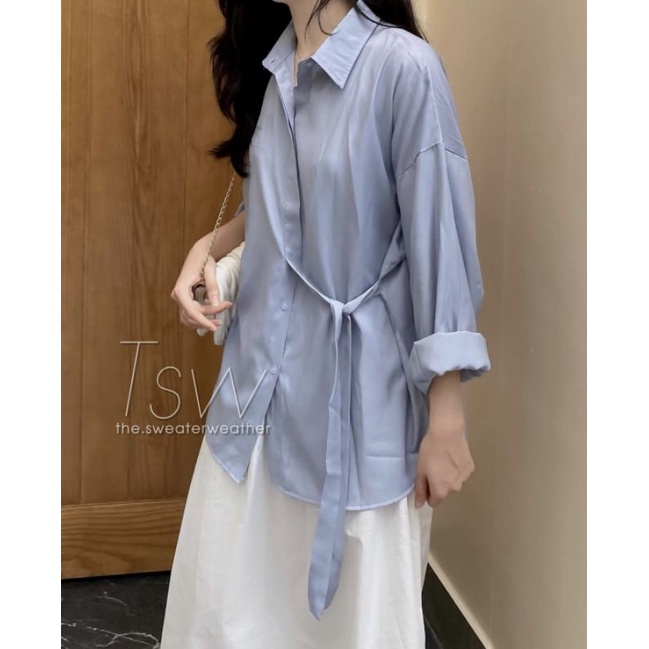 [Mã 44FASHIONSALE574 giảm 10K đơn 50K] Sơ mi buộc lệch eo