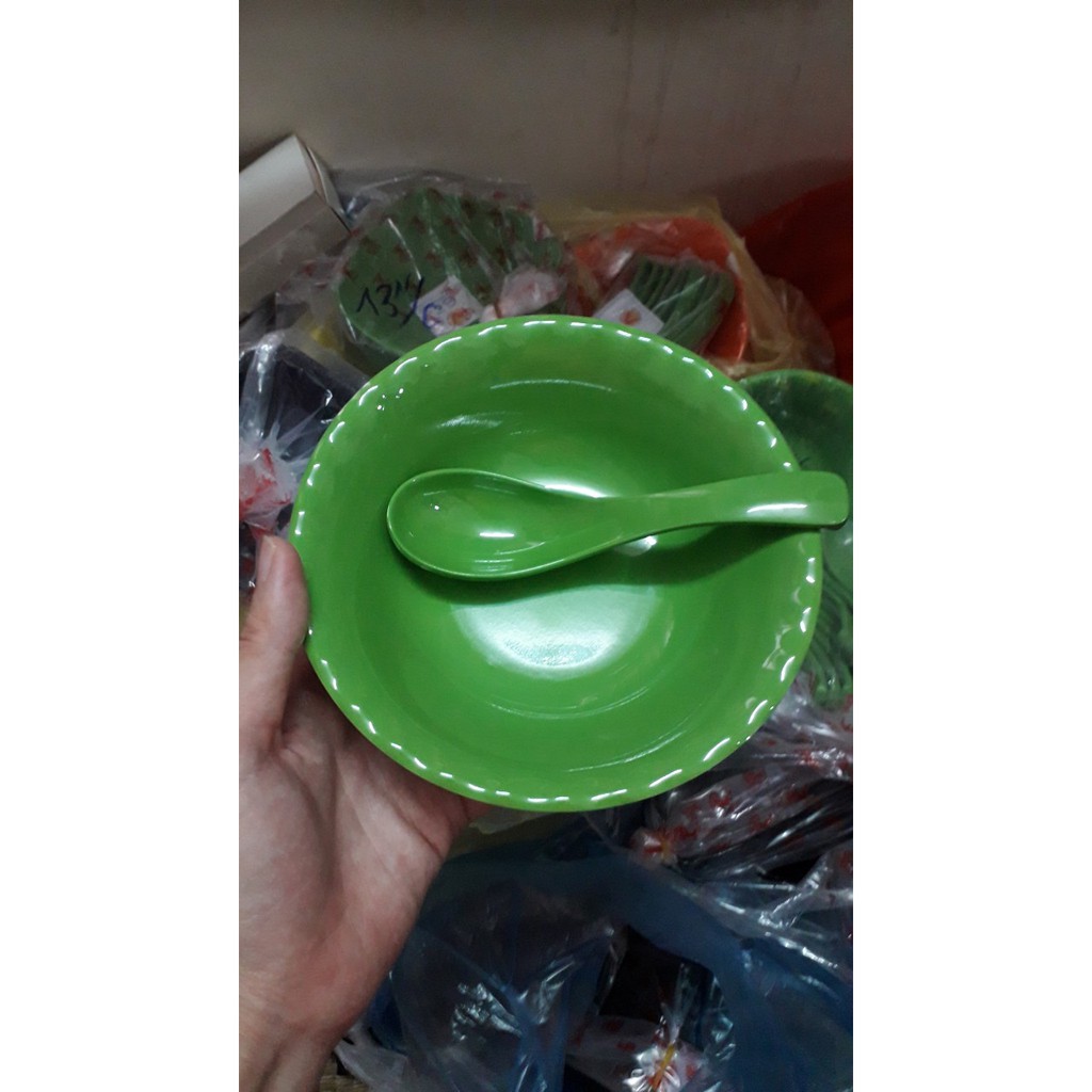 Bát nhựa phíp ăn chè sầu, hoa quả dầm, sữa chua mít cực xịn - MẪU TRÒN XANH viền lượn