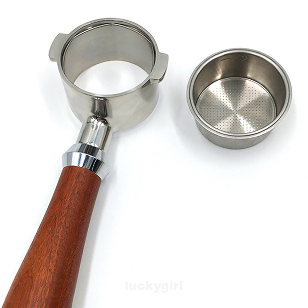 51mm Detachable Wooden Handle Accessory Stainless Steel Anti Rust Espresso Machines Baseless Coffee Strainer